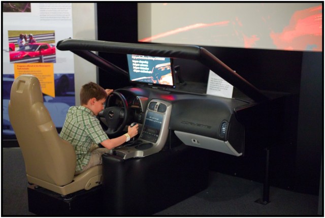  Holden trying out one of the simulators.