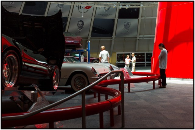 Brenda reading up on the 1953 model - her favorite.  Only 300 of them were ever built and 2 of them are here.  This museum has at least 1 of every model year and quite a few extra special race cars, prototype, concept cars & etc.