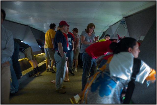 Top of the Gateway Arch, inside. Note the low ceiling and narrow width.