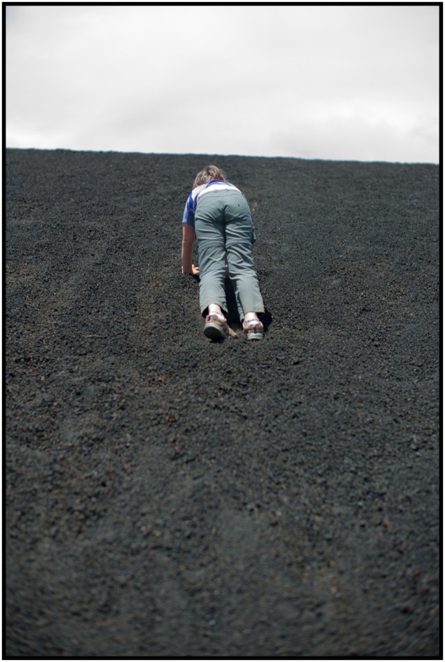 Josie and her little bottom struggling to climb back up one of the hills. Everybody was covered in black dust and the car really needs a good vacuuming now.