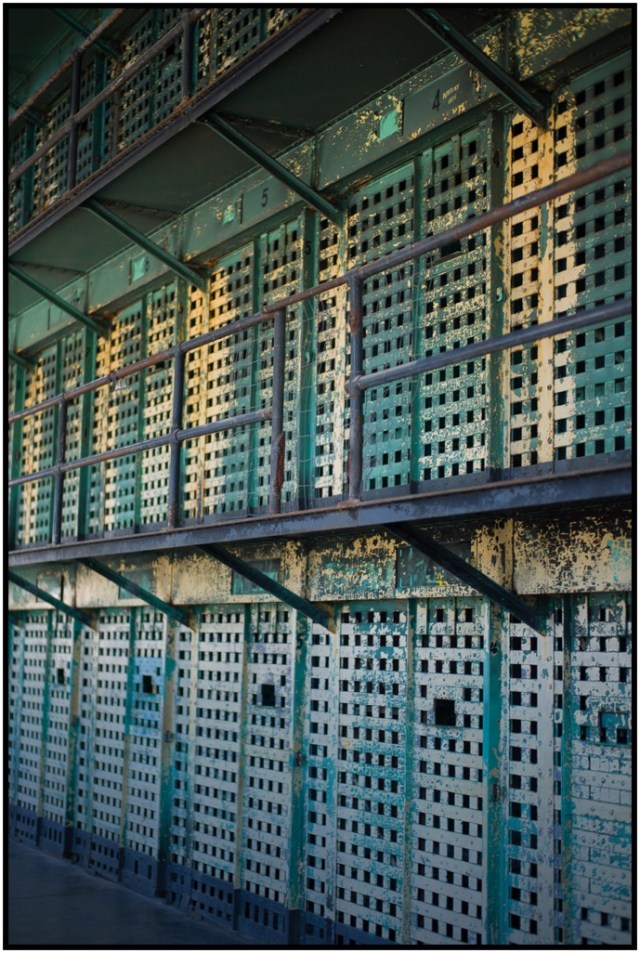 The cell doors in the older wing.  Prisoners spent most of their time in the dark.