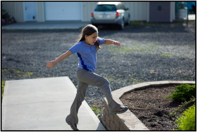 Josie playing outside. She likes to stand on things.